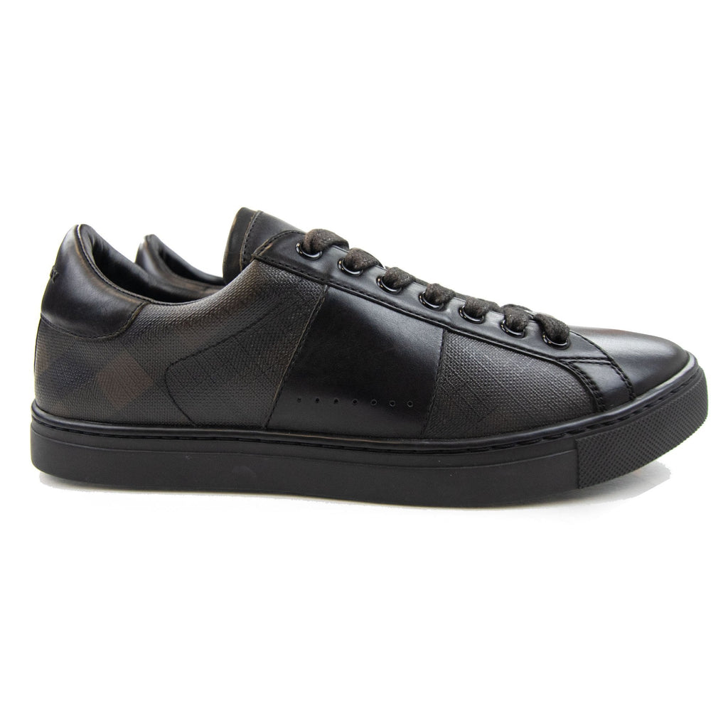 Burberry Ritson London Leather Check Trainers Black/brown