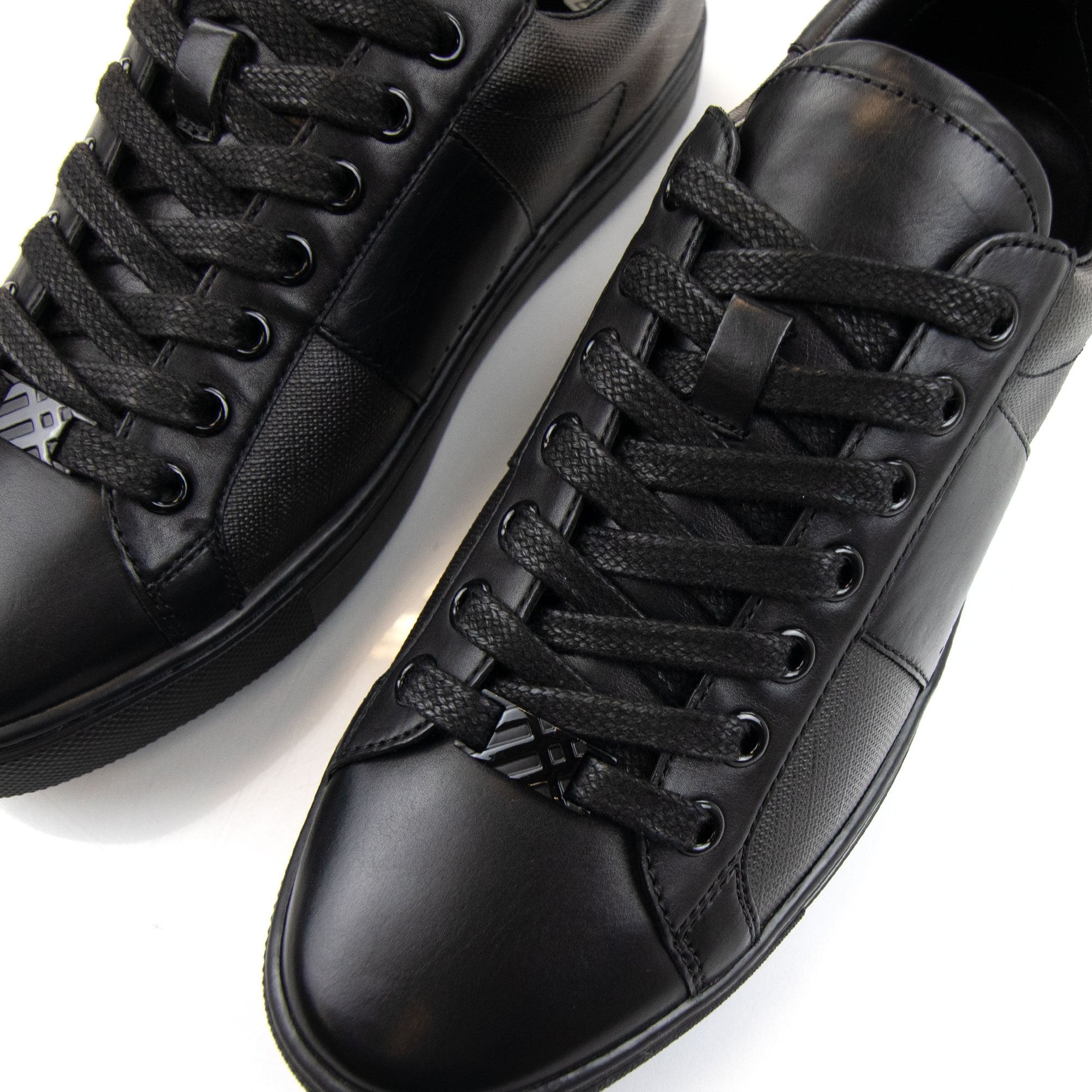 Burberry Ritson London Leather Check Trainers Black/brown