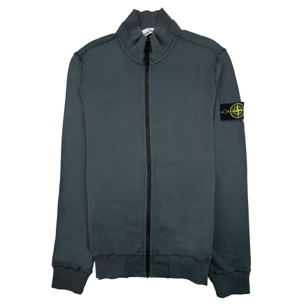 Stone Island Overlap Collar Full Zip Sweatshirt Grey V0063
