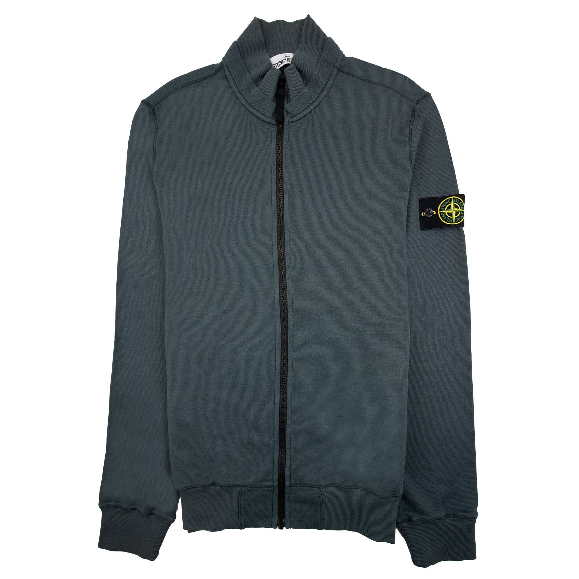 Stone Island Overlap Collar Full Zip Sweatshirt Grey V0063