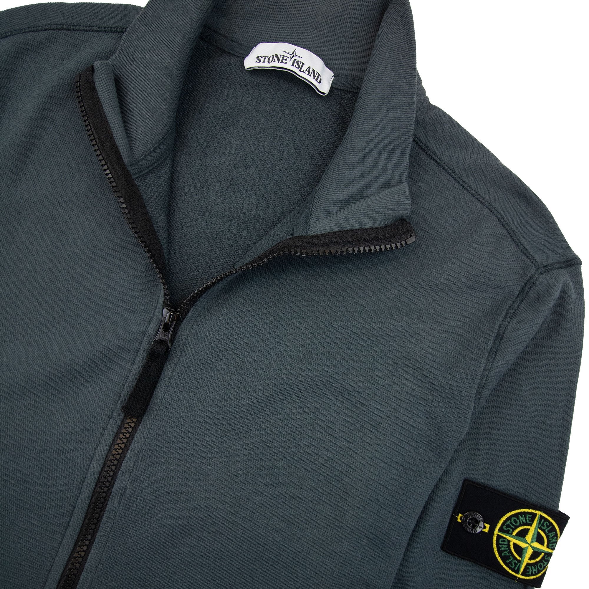 Stone Island Overlap Collar Full Zip Sweatshirt Grey V0063
