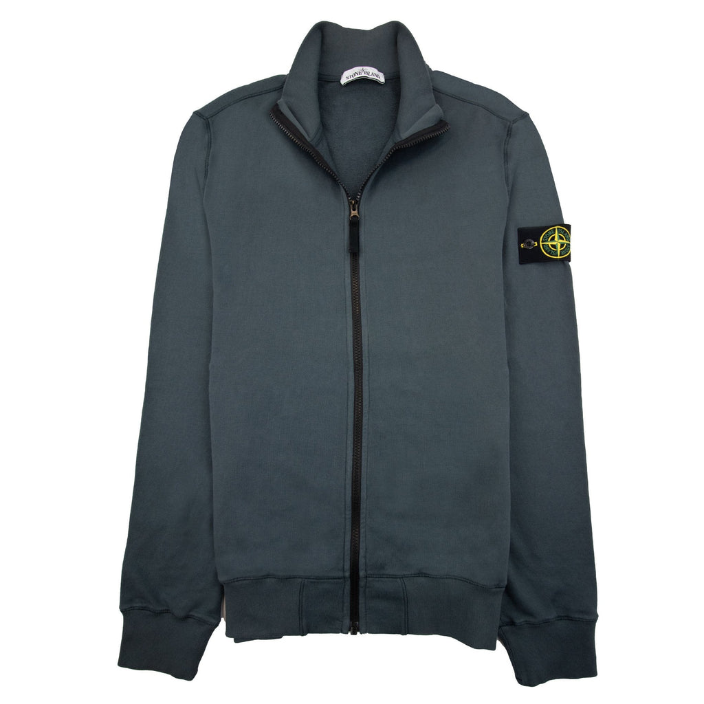 Stone Island Overlap Collar Full Zip Sweatshirt Grey V0063