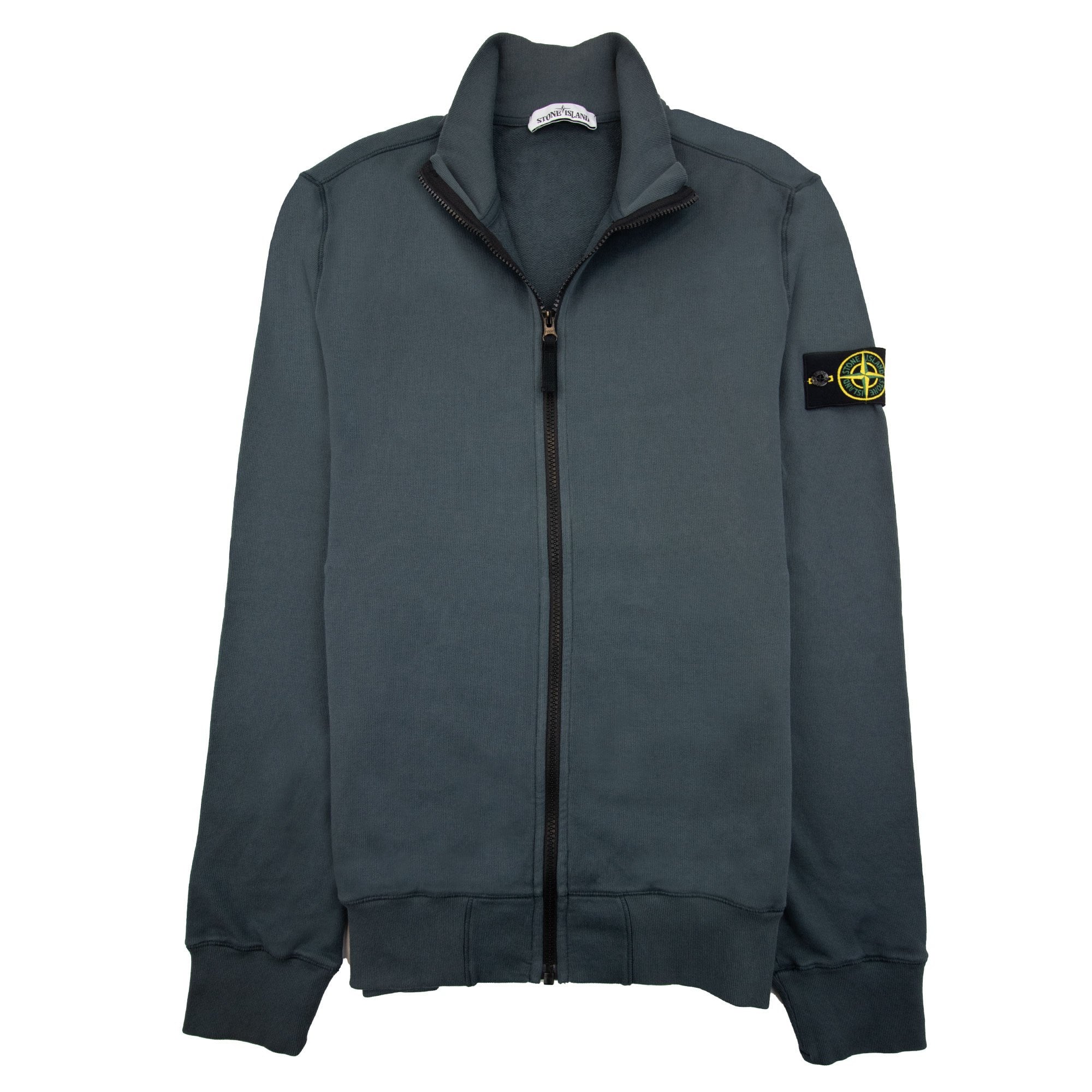 Stone Island Overlap Collar Full Zip Sweatshirt Grey V0063