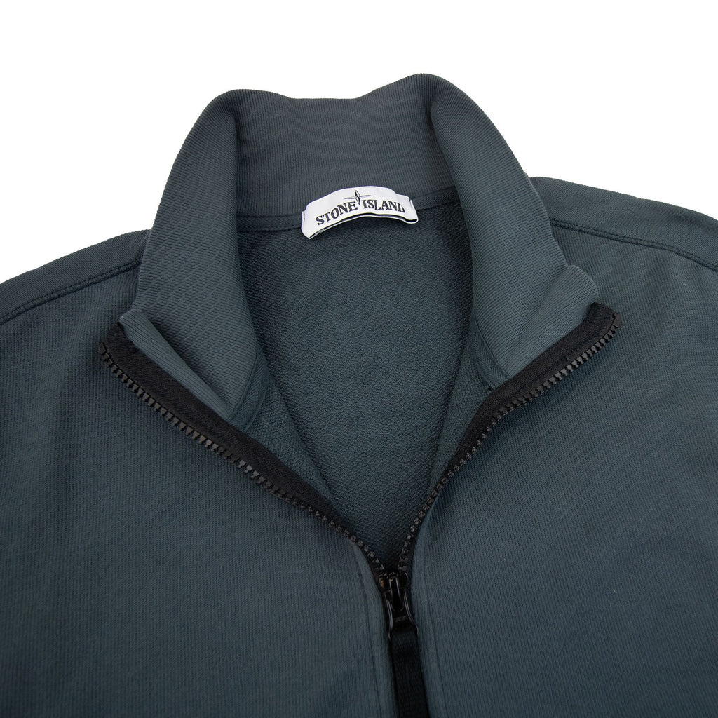 Stone Island Overlap Collar Full Zip Sweatshirt Grey V0063