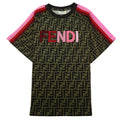 Fendi Kids Monogram Logo Detail T Shirt Brown/Pink