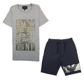 Emporio Armani Jnr T-shirt And Shorts Set With Metal Prints Grey/black