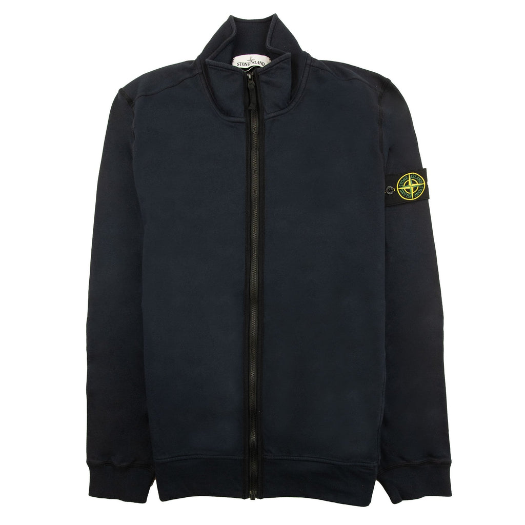 Stone Island Overlap Collar Full Zip Sweatshirt Navy Blue V0020