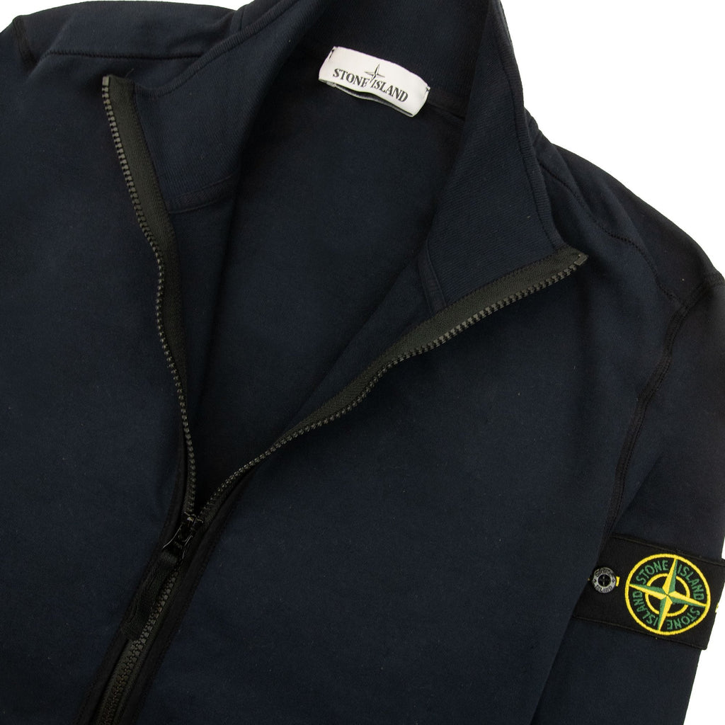 Stone Island Overlap Collar Full Zip Sweatshirt Navy Blue V0020