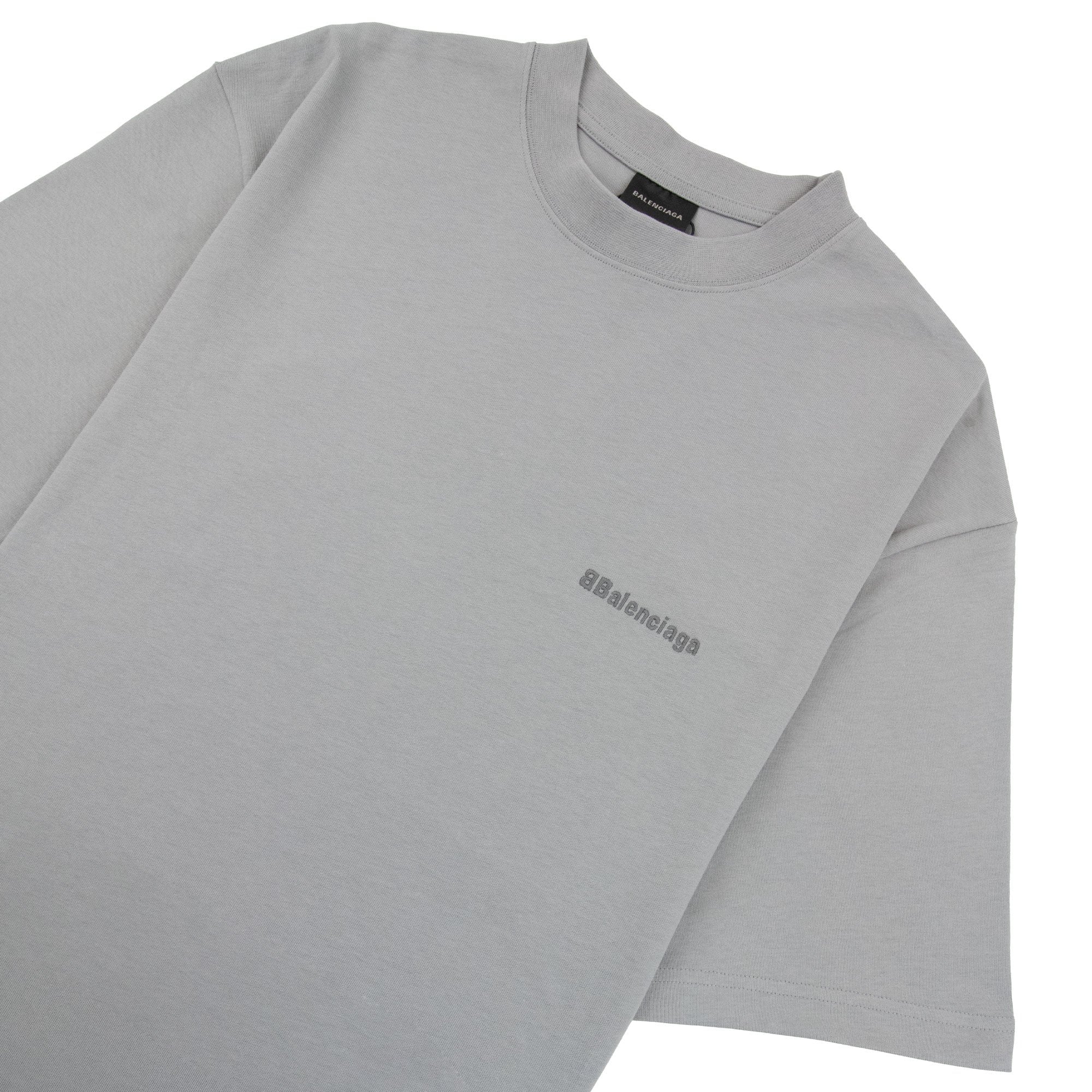 Balenciaga Bb Embroidered Chest Logo T-shirt Grey
