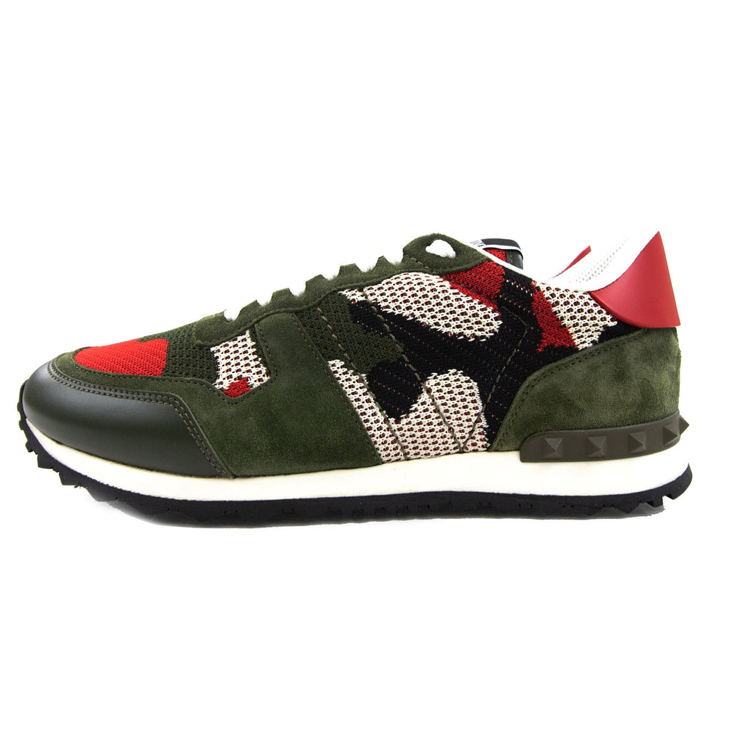 Valentino Mesh Fabric Camouflage Rockrunner Sneaker V1n Ivory