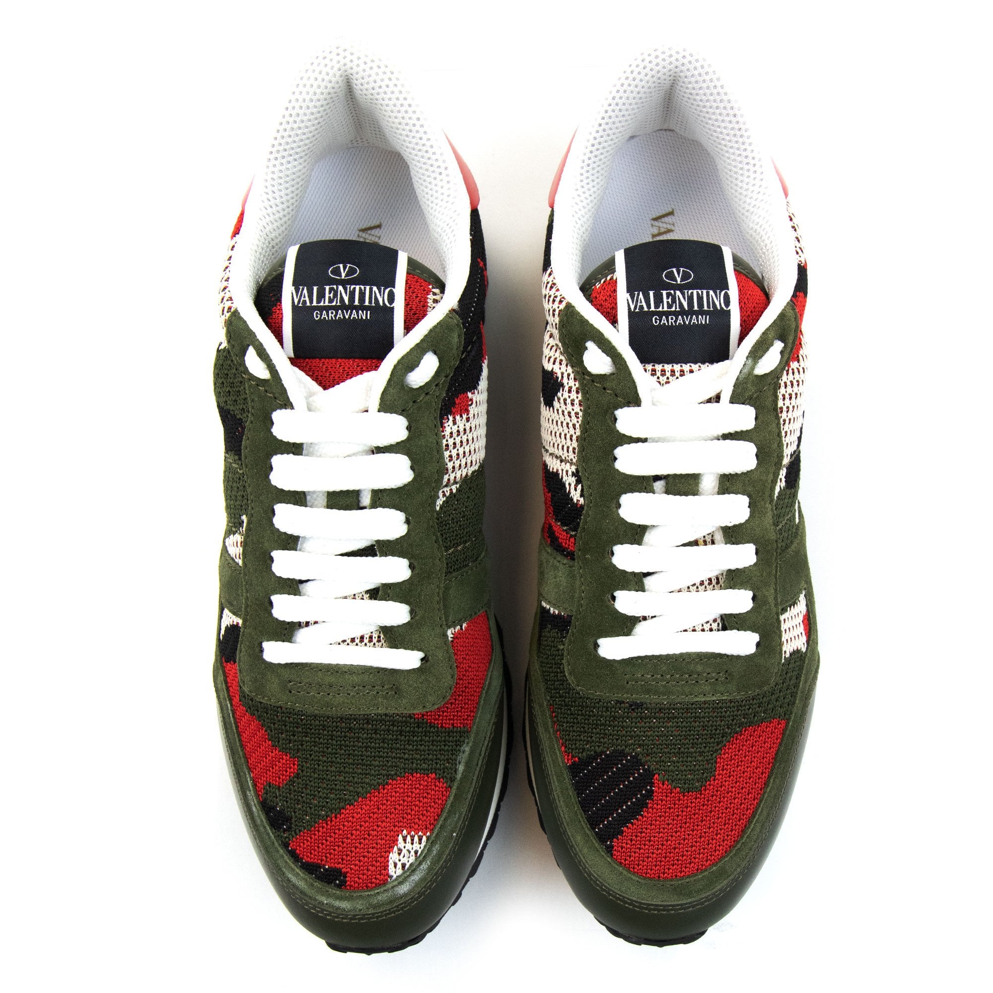 Valentino Mesh Fabric Camouflage Rockrunner Sneaker V1n Ivory