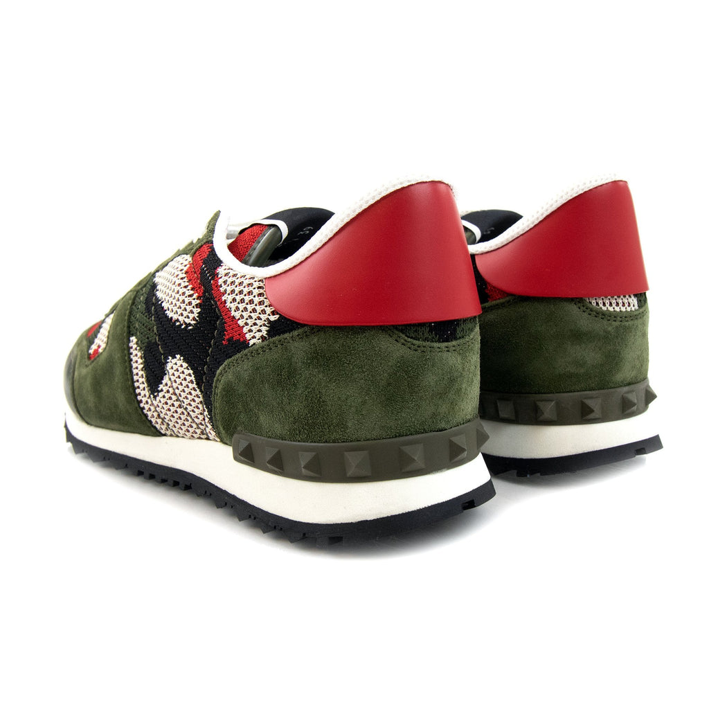 Valentino Mesh Fabric Camouflage Rockrunner Sneaker V1n Ivory