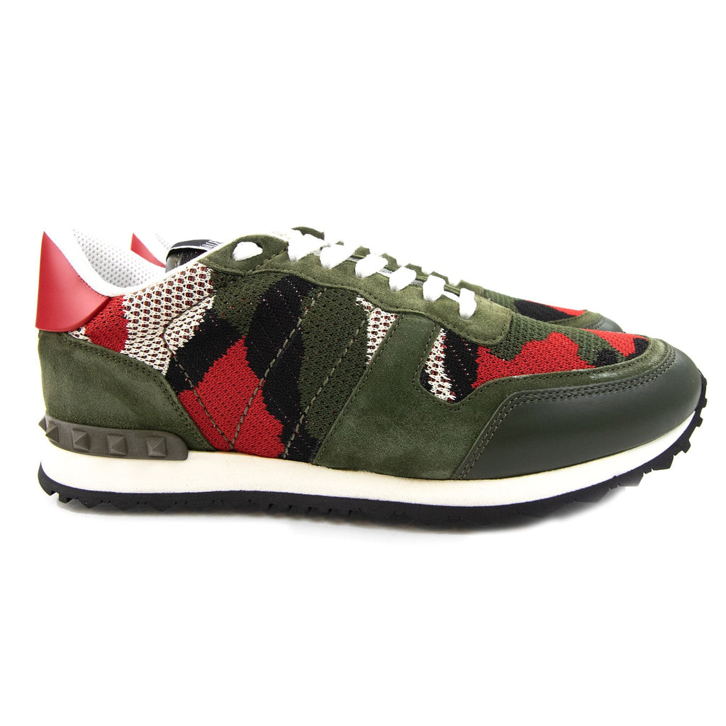 Valentino Mesh Fabric Camouflage Rockrunner Sneaker V1n Ivory