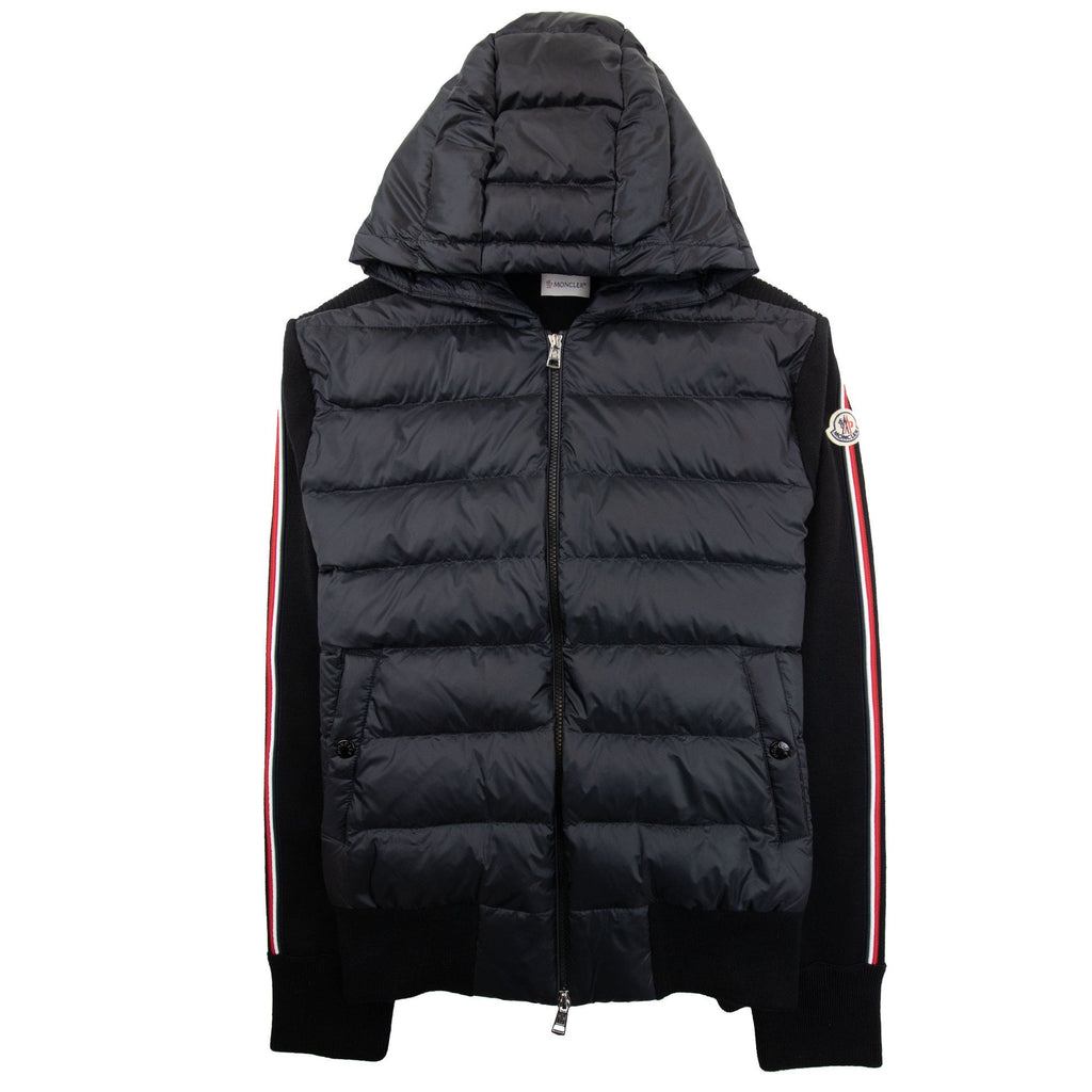 Moncler Padded Wool Cardigan Hoodie Black 999