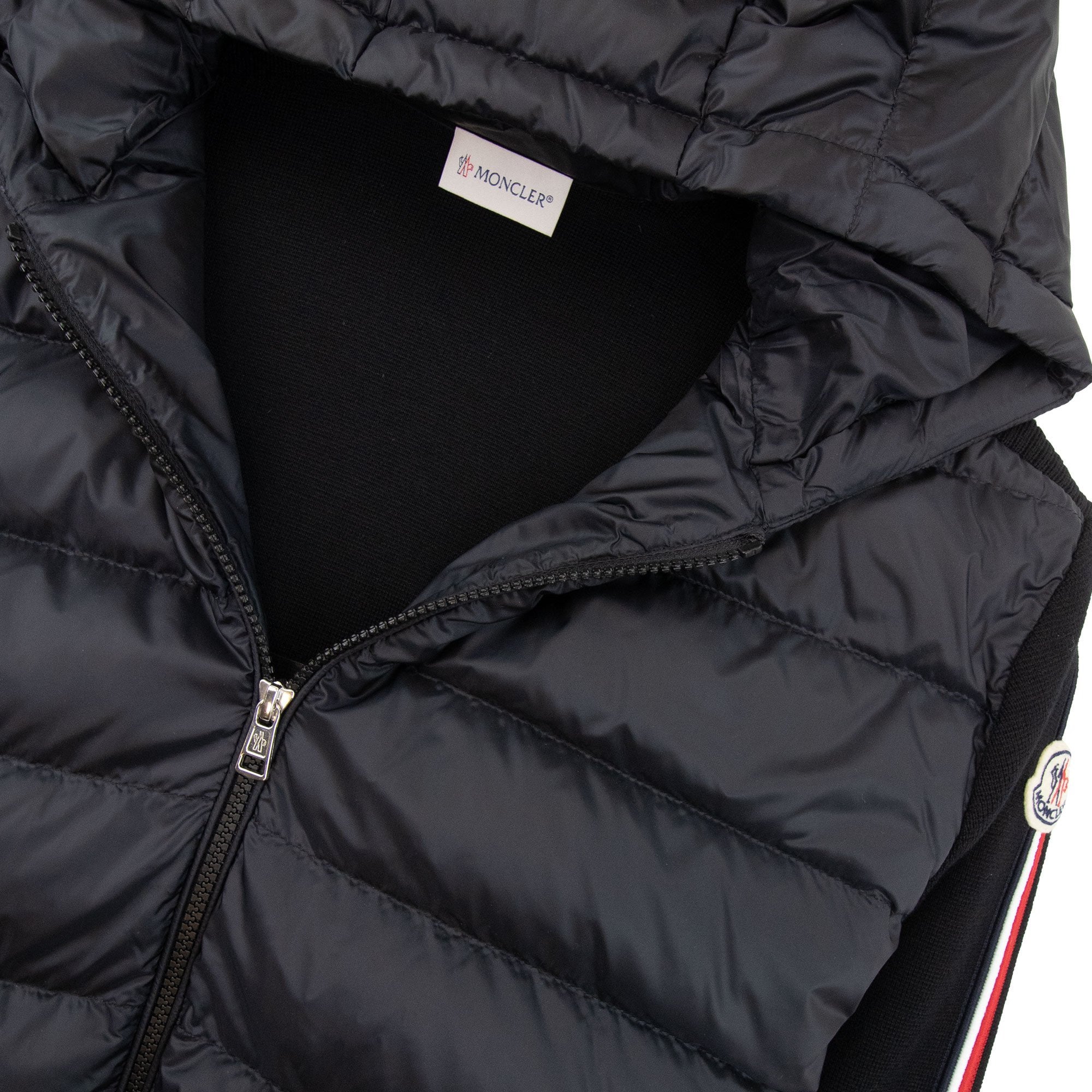 Moncler Padded Wool Cardigan Hoodie Black 999