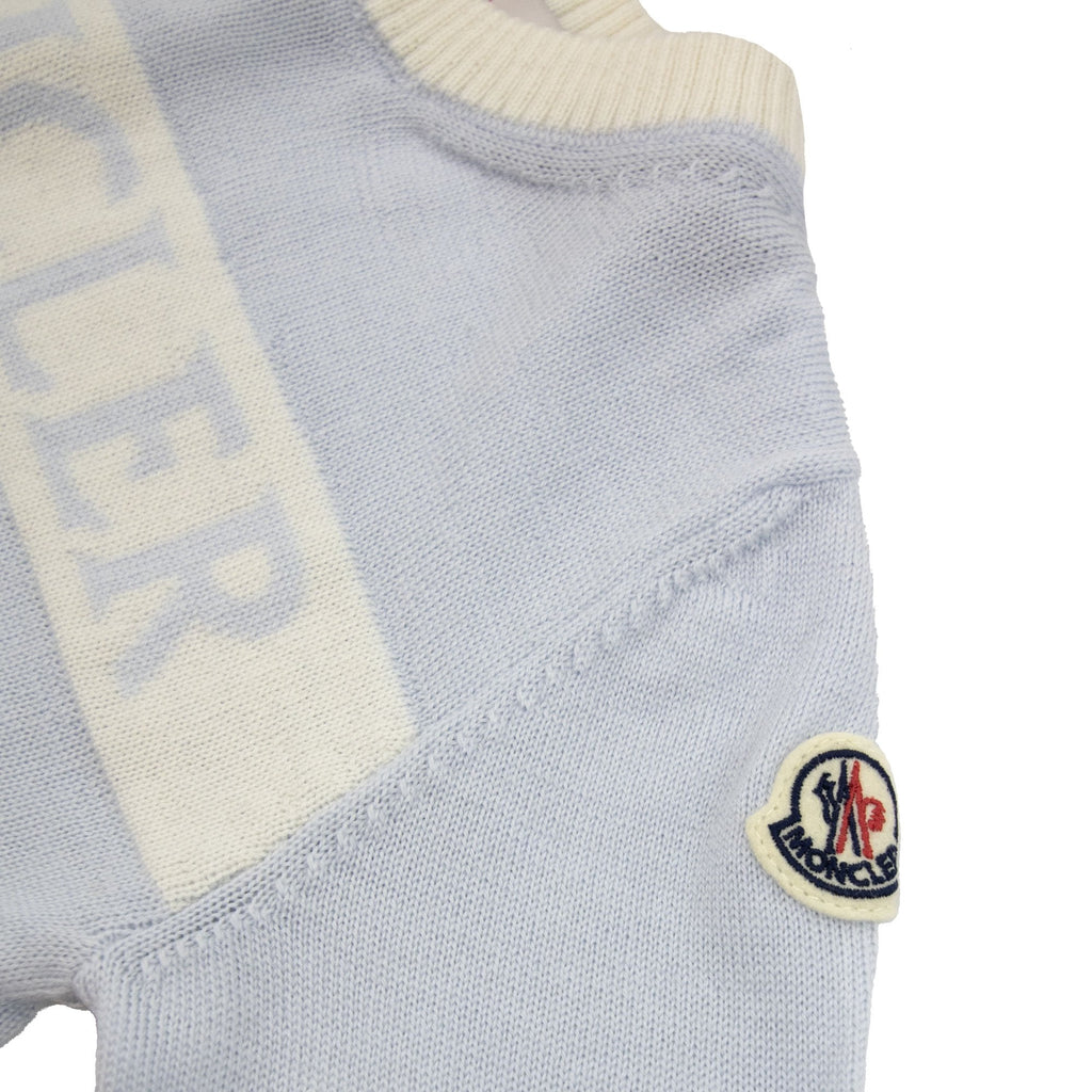 Moncler Junior Logo Wool Baby Grow Baby Blue