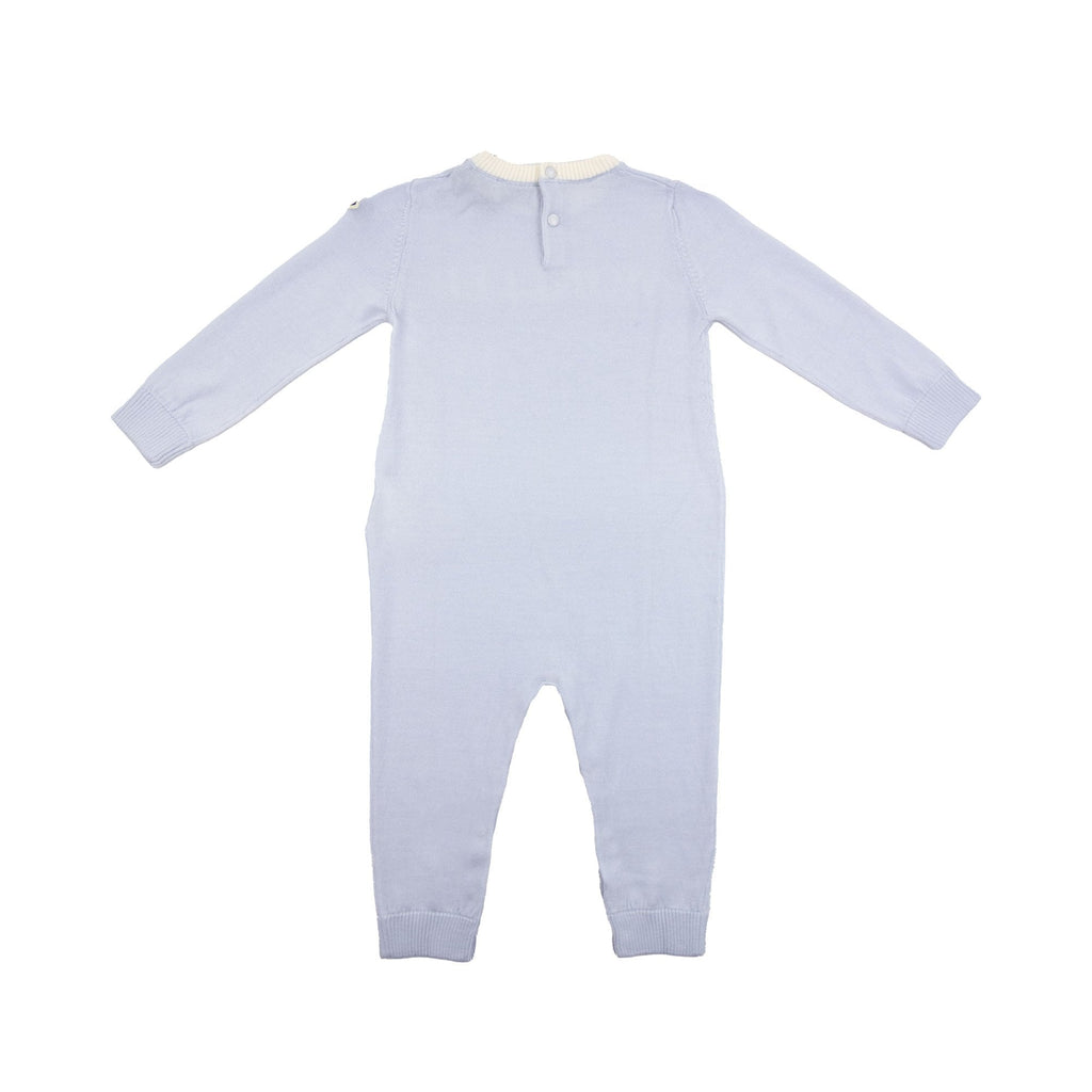 Moncler Junior Logo Wool Baby Grow Baby Blue