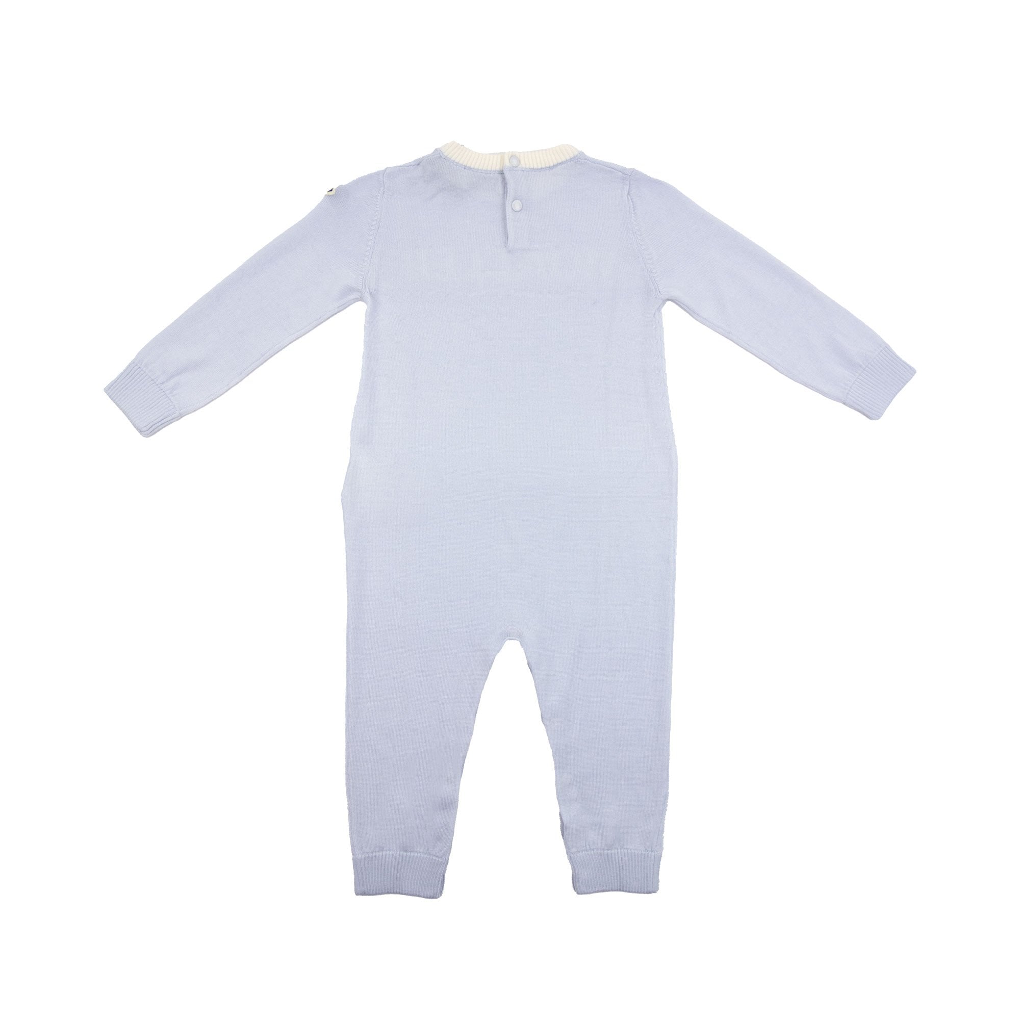 Moncler Junior Logo Wool Baby Grow Baby Blue