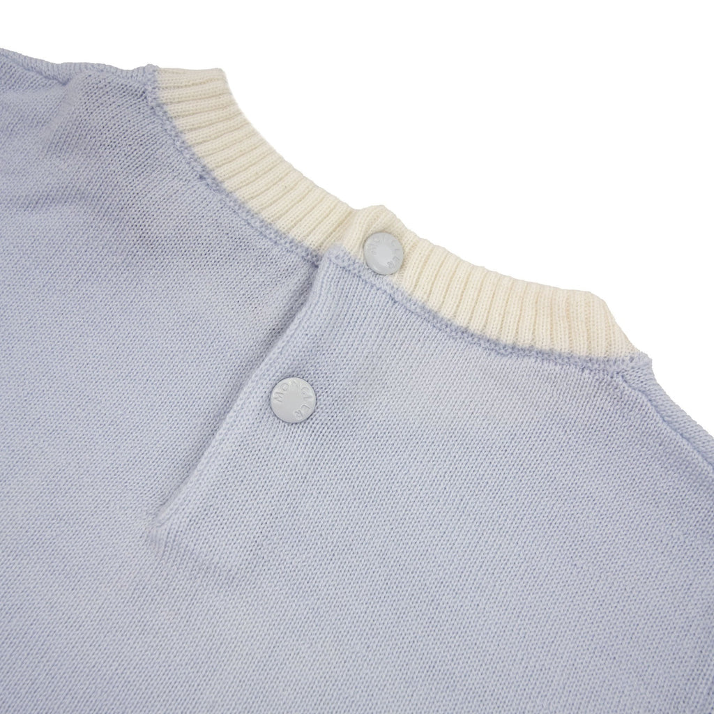 Moncler Junior Logo Wool Baby Grow Baby Blue