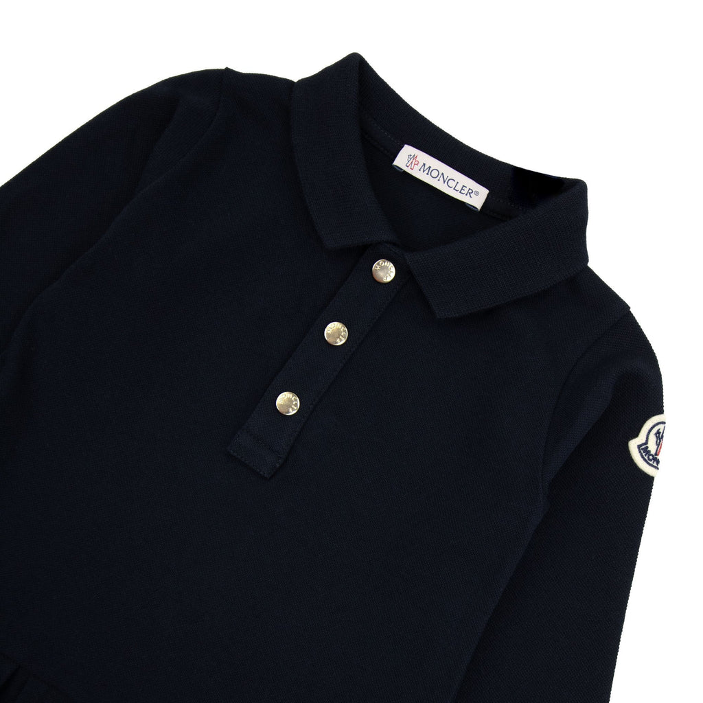 Moncler Junior Cotton Piquet Polo Dress Navy 778