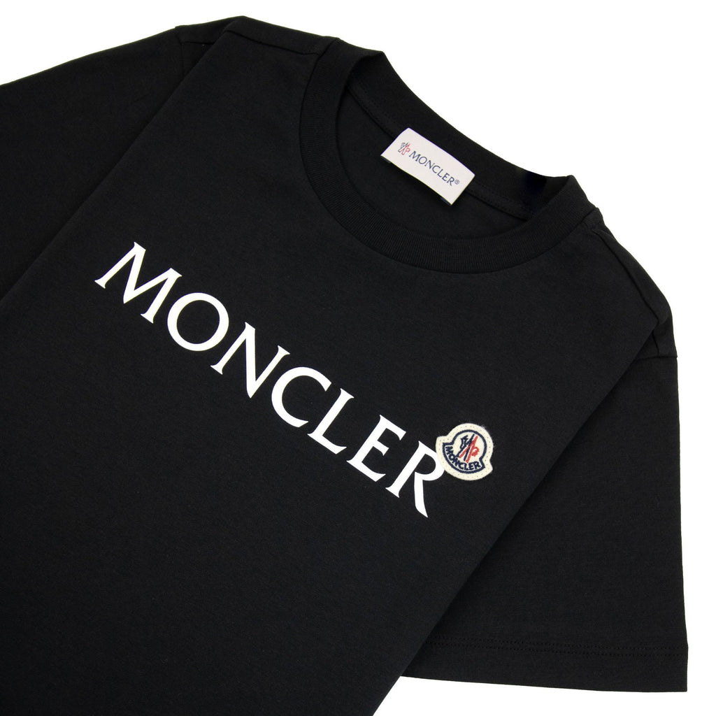 Moncler Junior Logo Cotton T-shirt Black 999