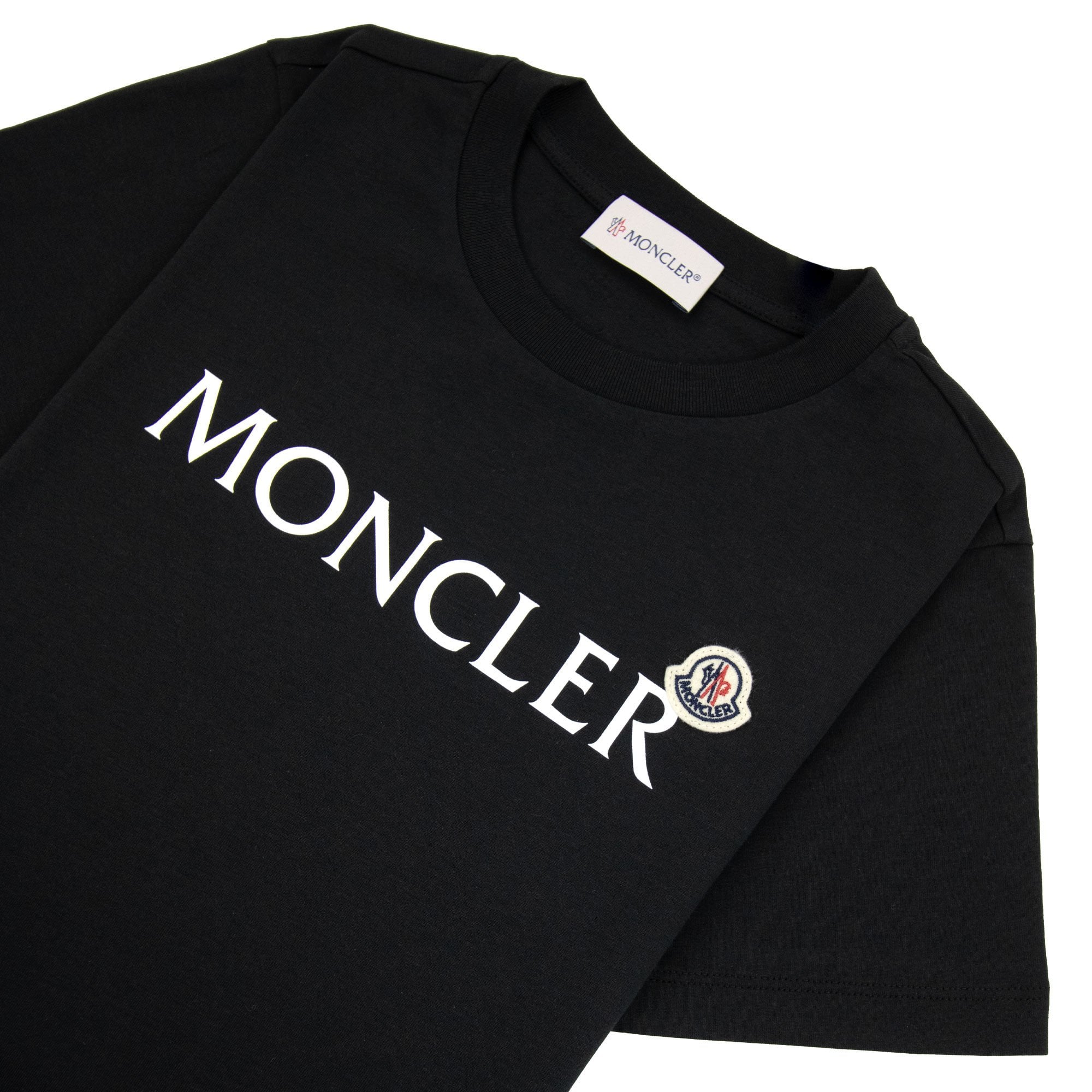 Moncler Junior Logo Cotton T-shirt Black 999