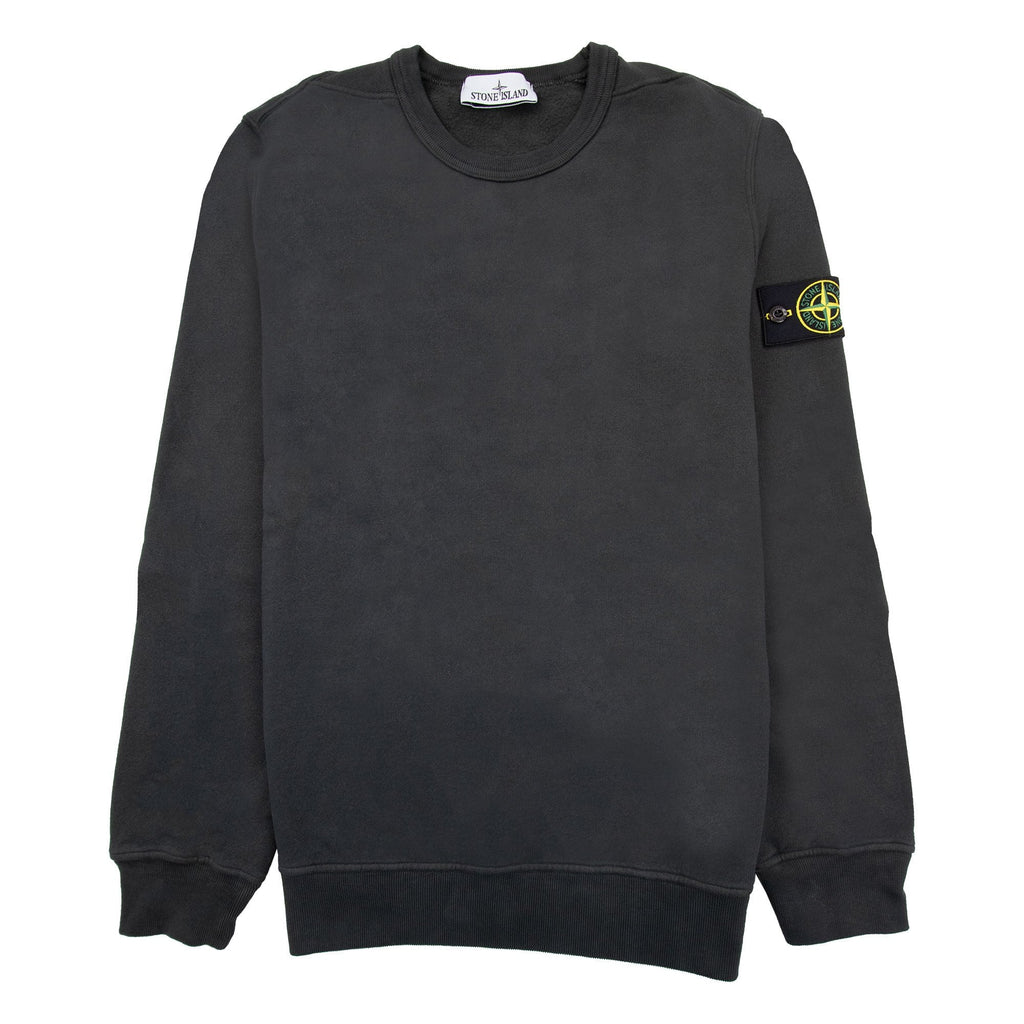 Stone Island 62420 Brushed Cotton Fleece Crewneck Sweatshirt Lead Grey V0062