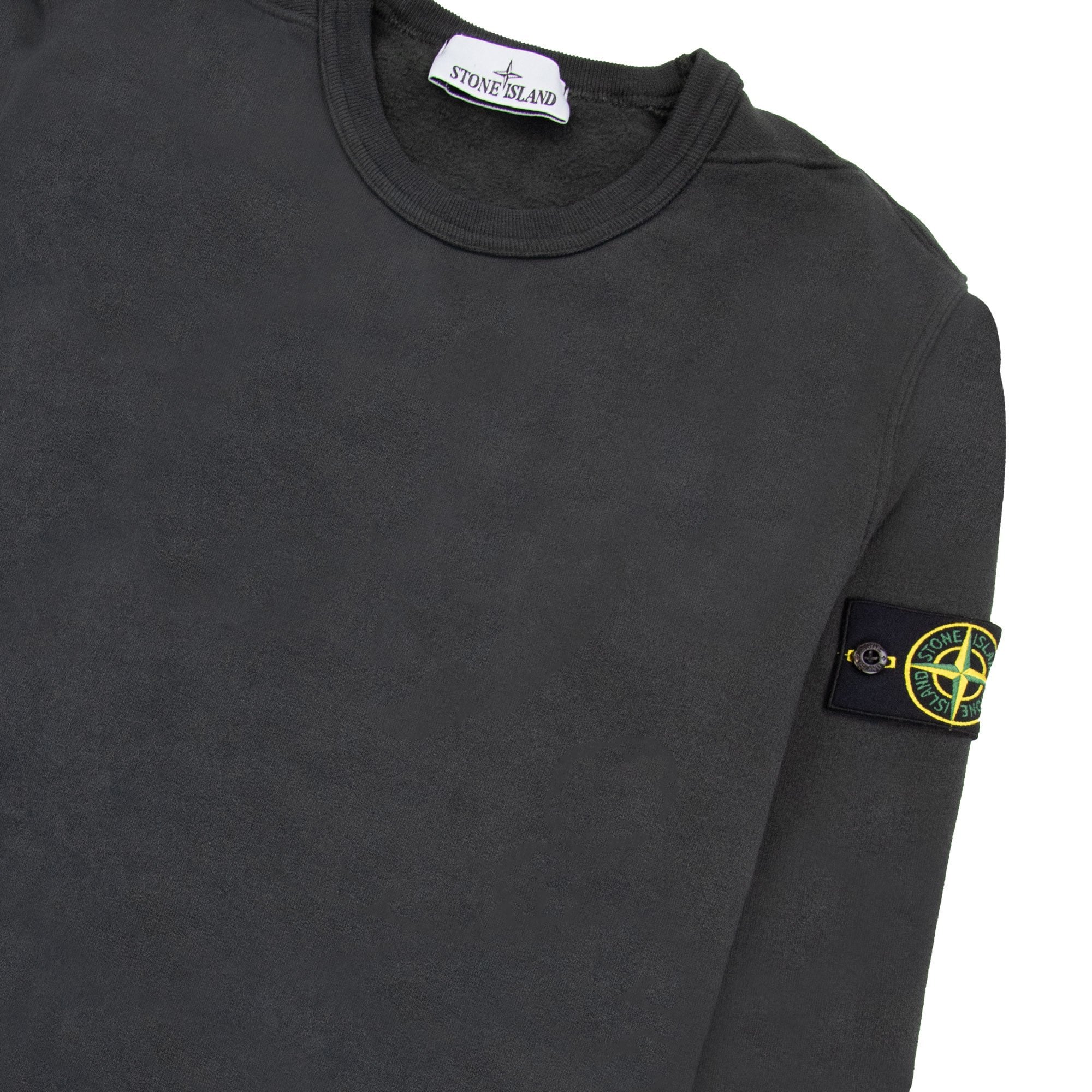 Stone Island 62420 Brushed Cotton Fleece Crewneck Sweatshirt Lead Grey V0062