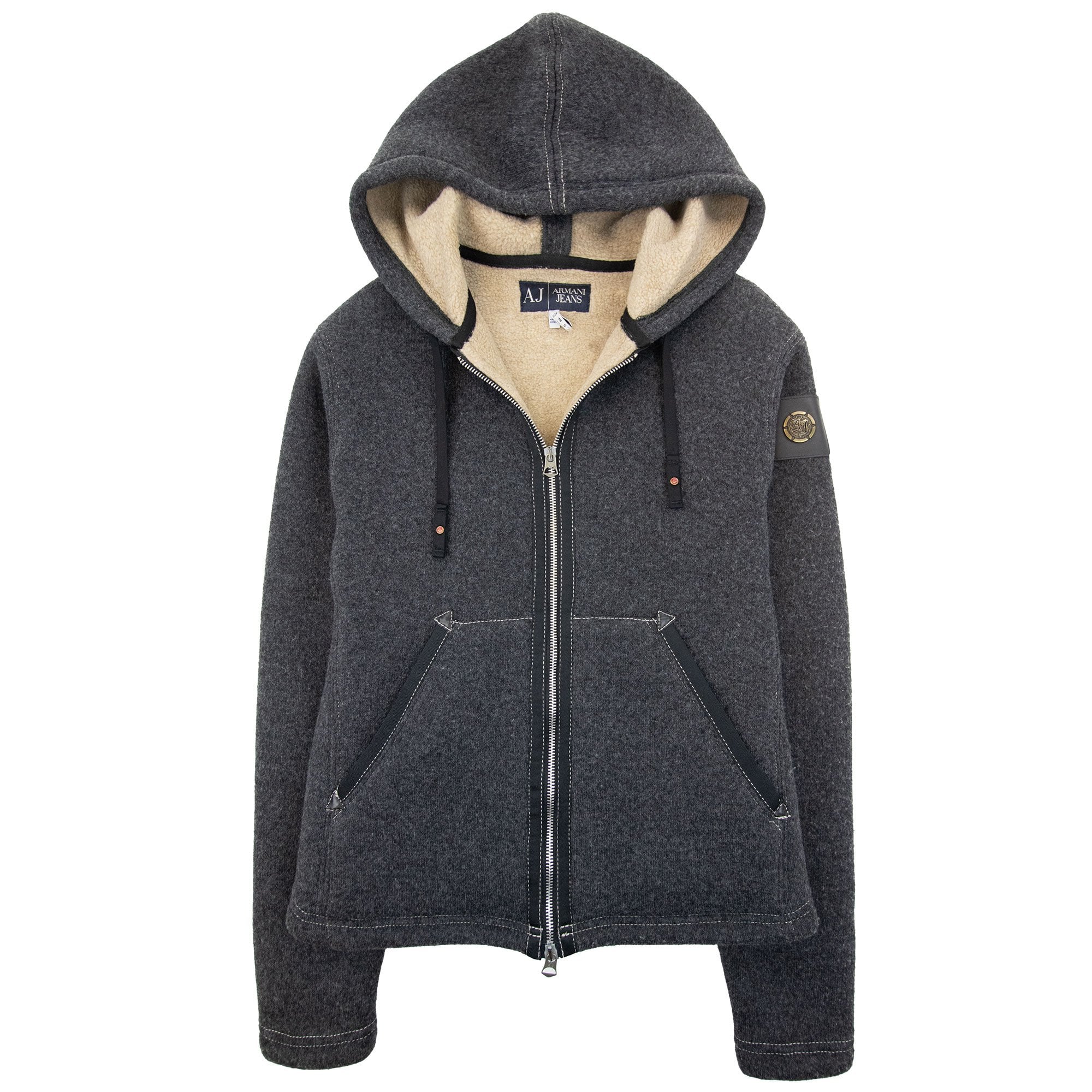Armani Jeans Metal Badge Blouson Hoodie Dark Grey | ONU – Onu