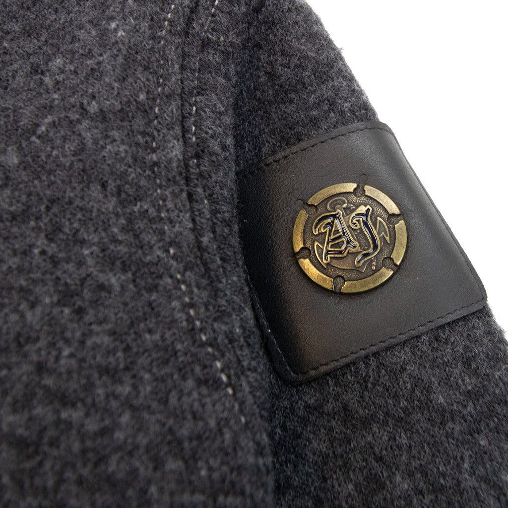 Armani Jeans Metal Badge Blouson Hoodie Dark Grey