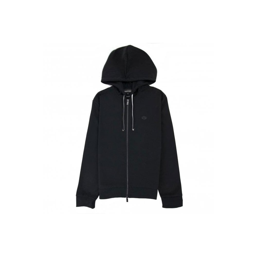 Emporio Armani Hooded Zipped Ponte-di-roma Sweatshirt Nero