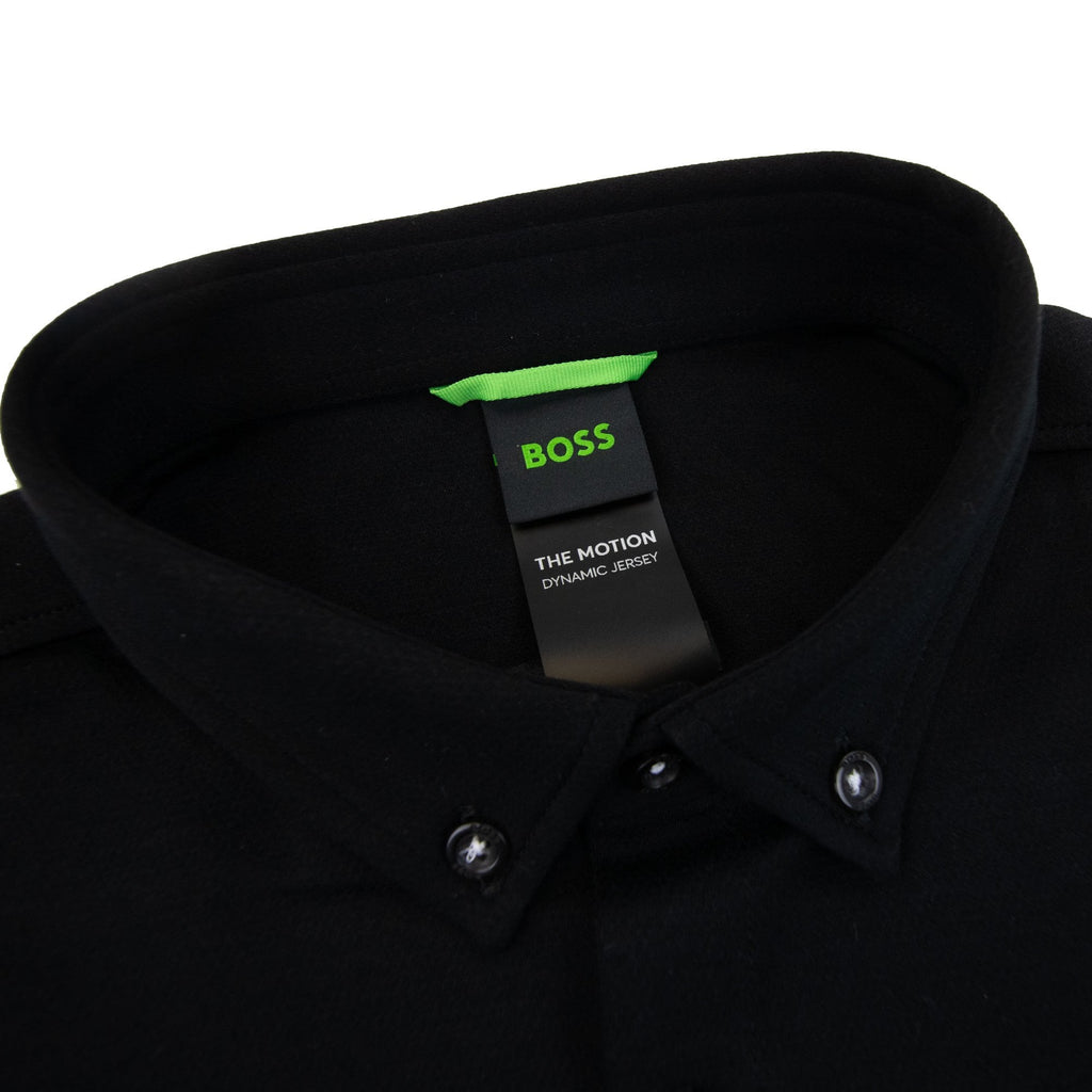 Hugo Boss Regular-fit Shirt In Knitted Wrinkle-resistant Cotton Black 002