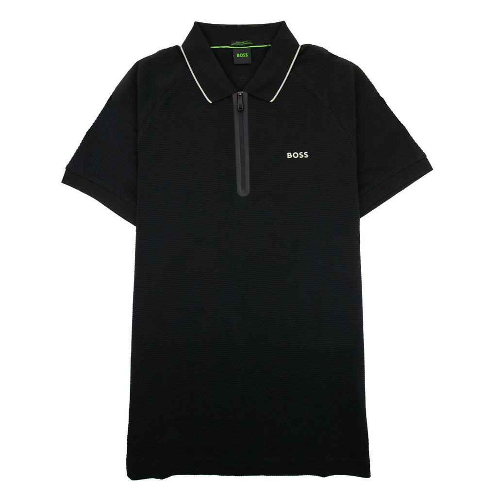 Hugo Boss Philix Structured-cotton Polo Shirt With Contrast Logo Black 001
