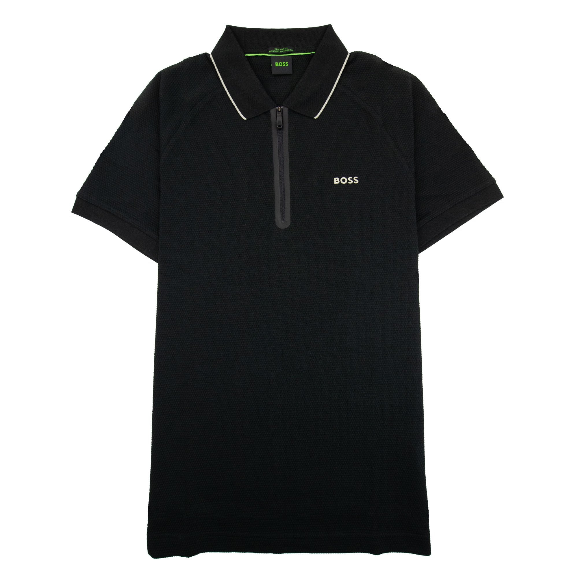 Hugo Boss Philix Structured-cotton Polo Shirt With Contrast Logo Black 001