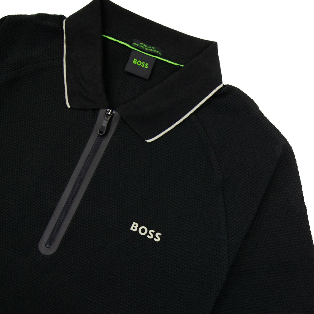 Hugo Boss Philix Structured-cotton Polo Shirt With Contrast Logo Black 001