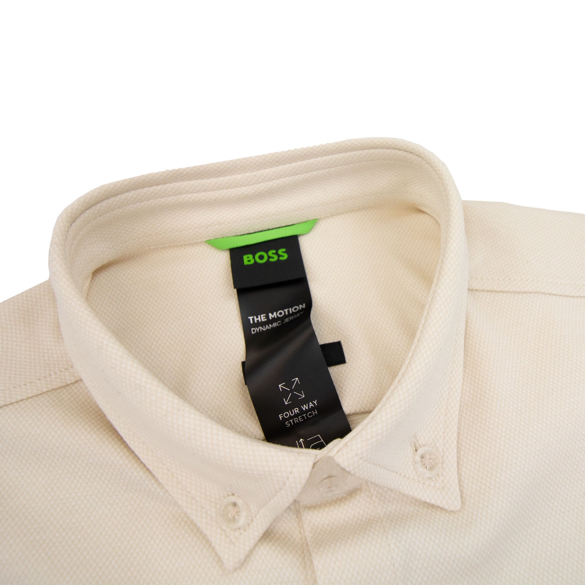 Hugo Boss Regular-fit Shirt In Knitted Wrinkle-resistant Cotton Beige