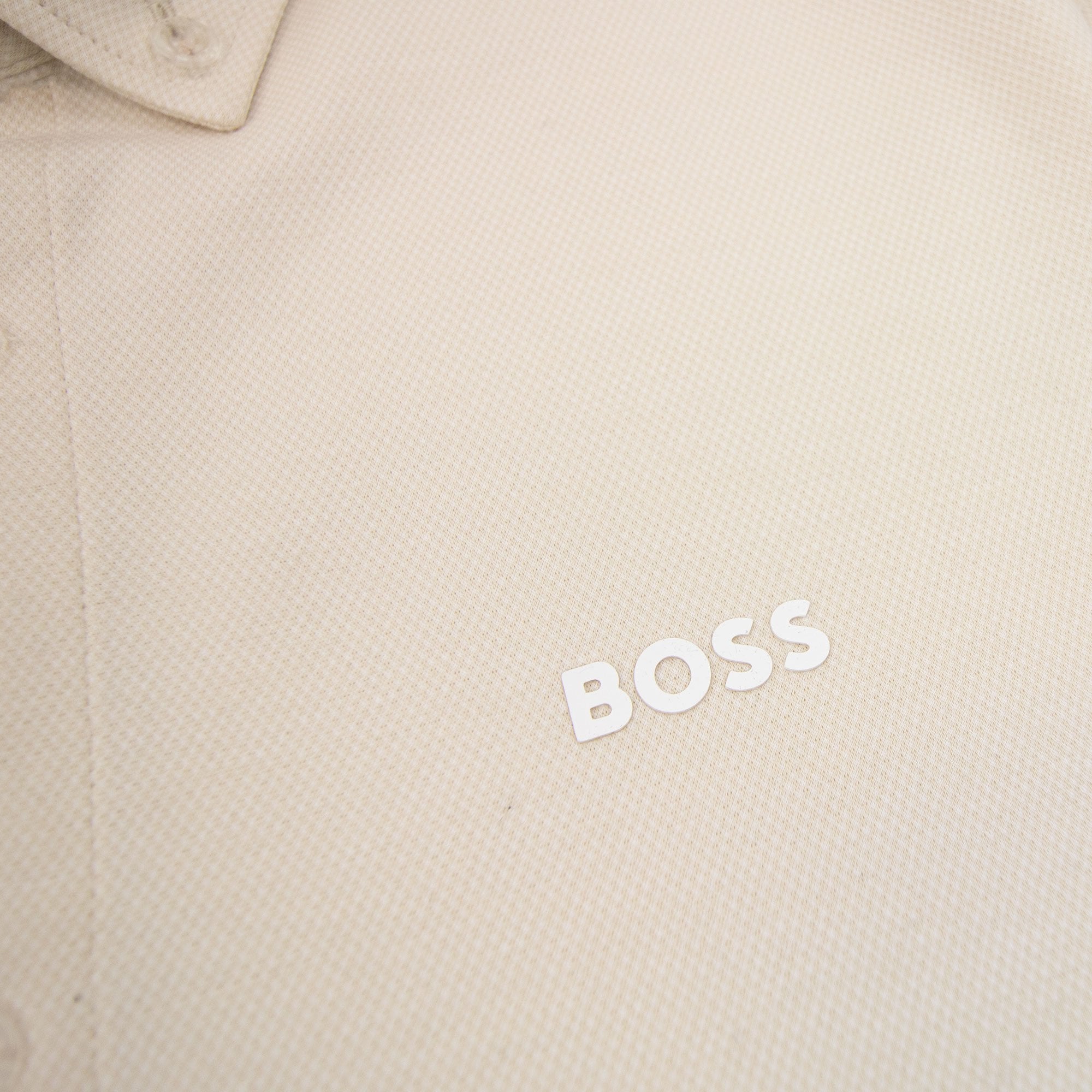Hugo Boss Regular-fit Shirt In Knitted Wrinkle-resistant Cotton Beige