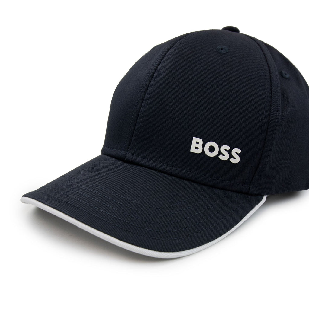 Hugo Boss Logo-print Cap In Cotton Twill Navy 402