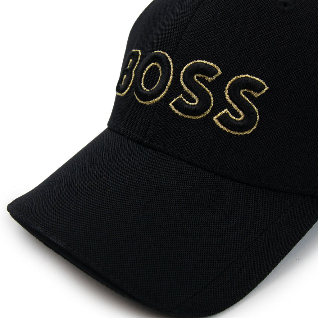 Hugo Boss Knitted-piqué Six-panel Cap With Embroidered Logo Black 003