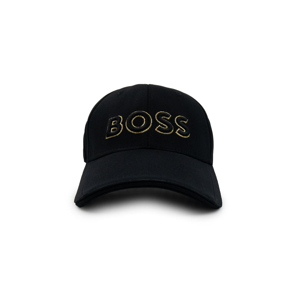 Hugo Boss Knitted-piqué Six-panel Cap With Embroidered Logo Black 003