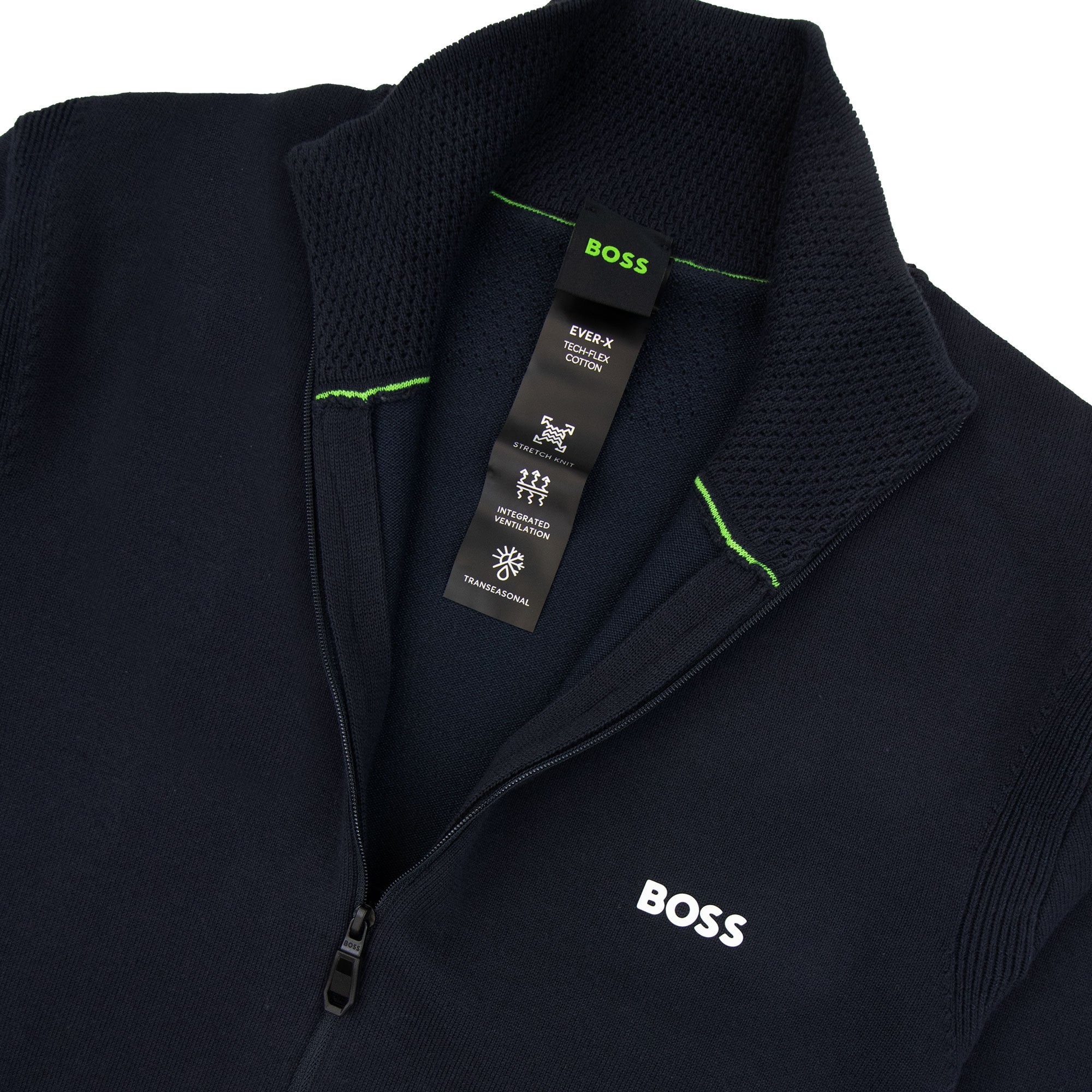 Hugo Boss Cotton-blend Full-zip Sweater With Logo Print Navy 402