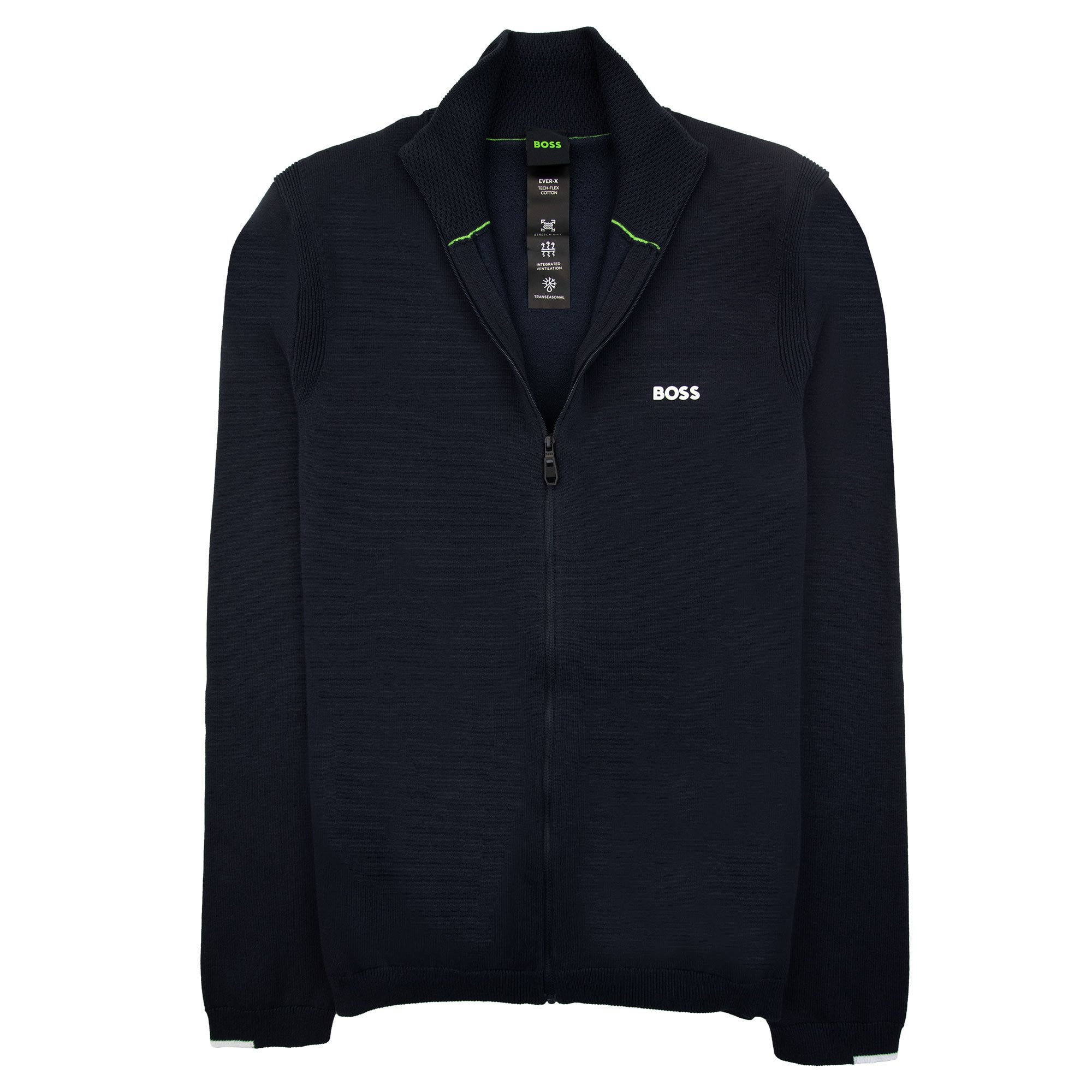 Hugo Boss Cotton-blend Full-zip Sweater With Logo Print Navy 402