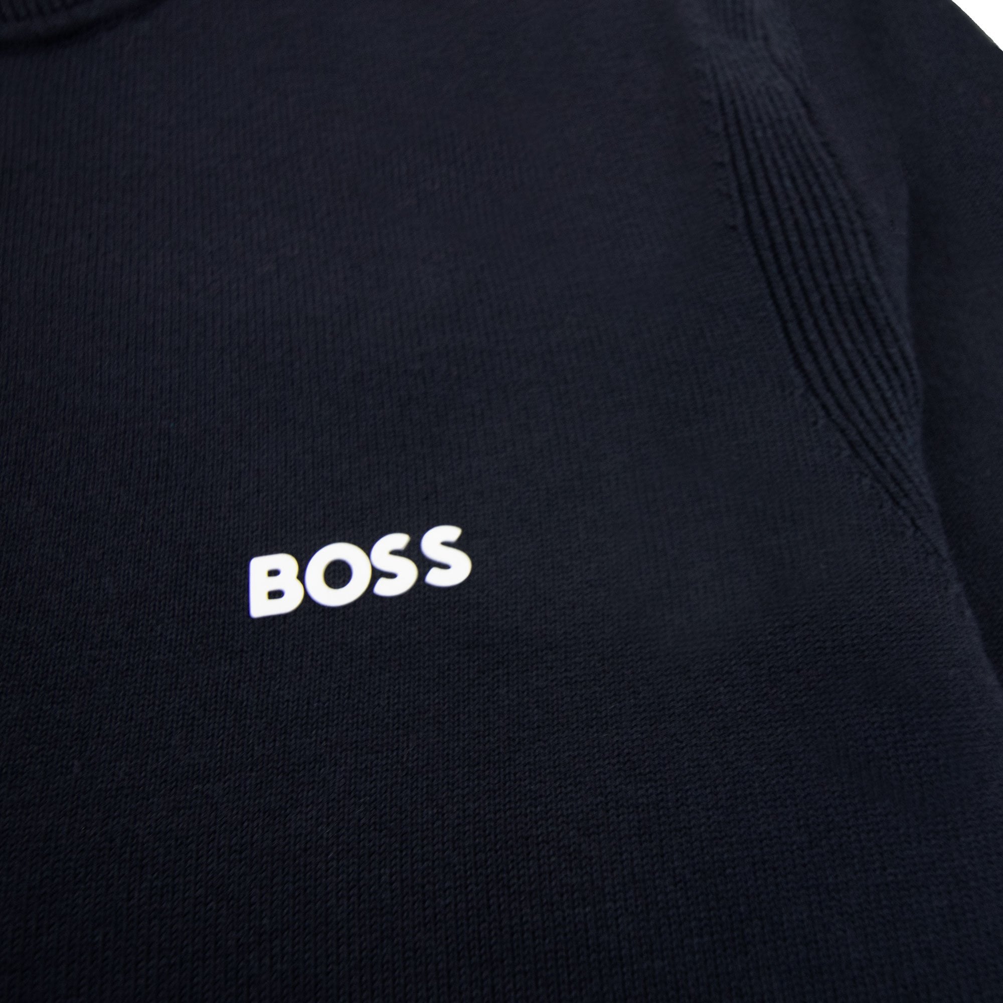 Hugo Boss Cotton-blend Full-zip Sweater With Logo Print Navy 402