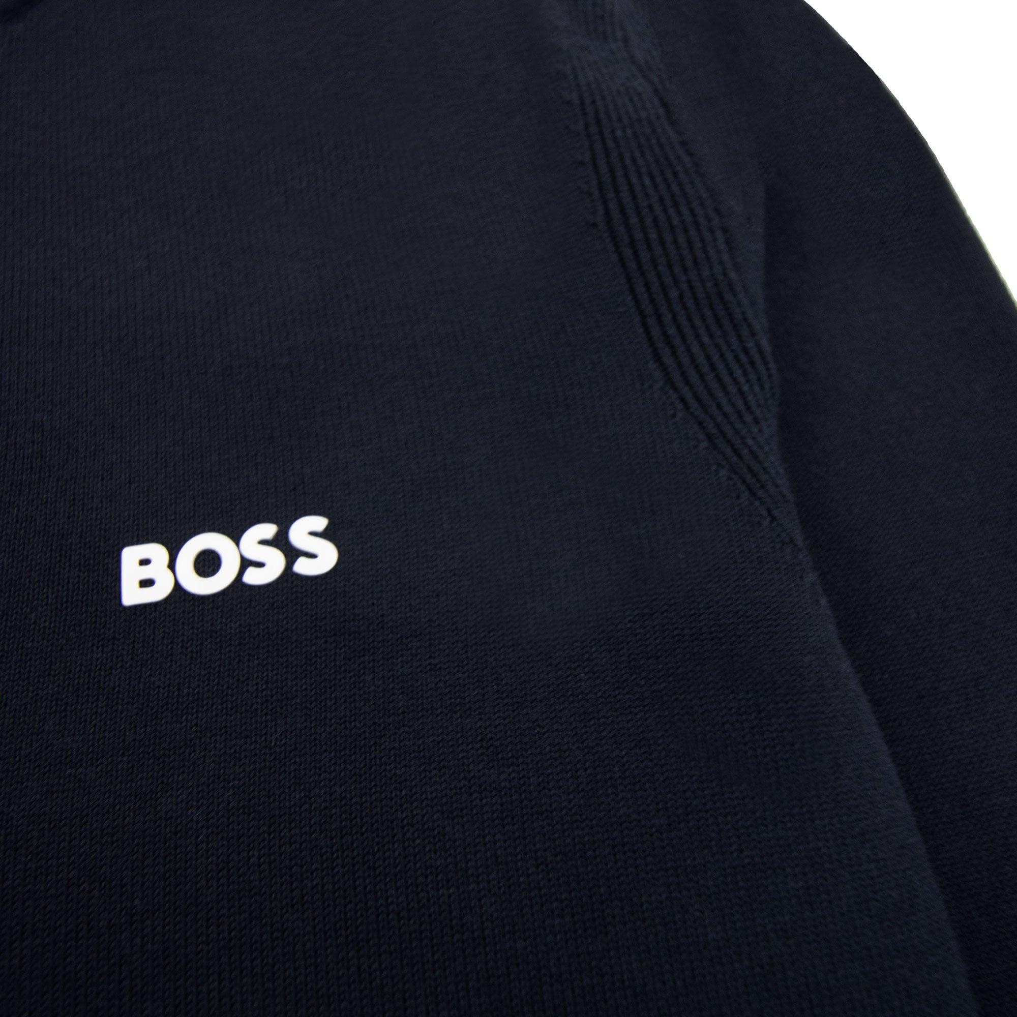 Hugo Boss Cotton-blend Zip-neck Sweater With Logo Print Navy 402