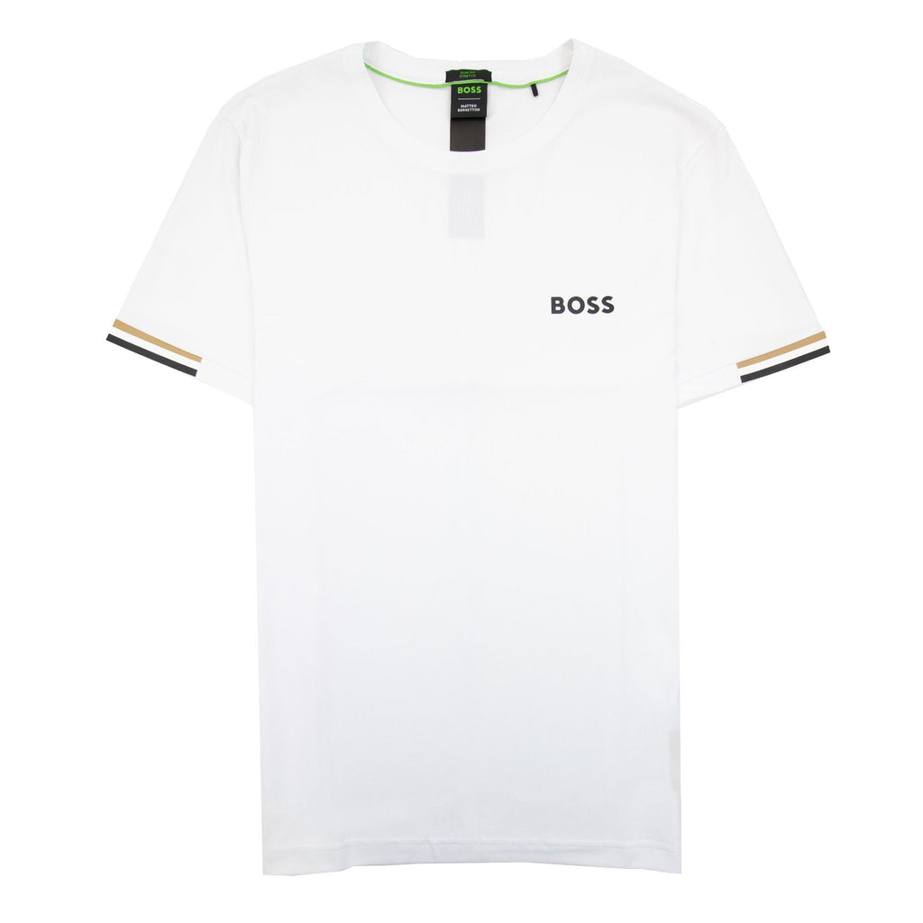 Hugo Boss Boss X Matteo Berrettini Waffle-fabric T-shirt With Signature-stripe Artwork White 100