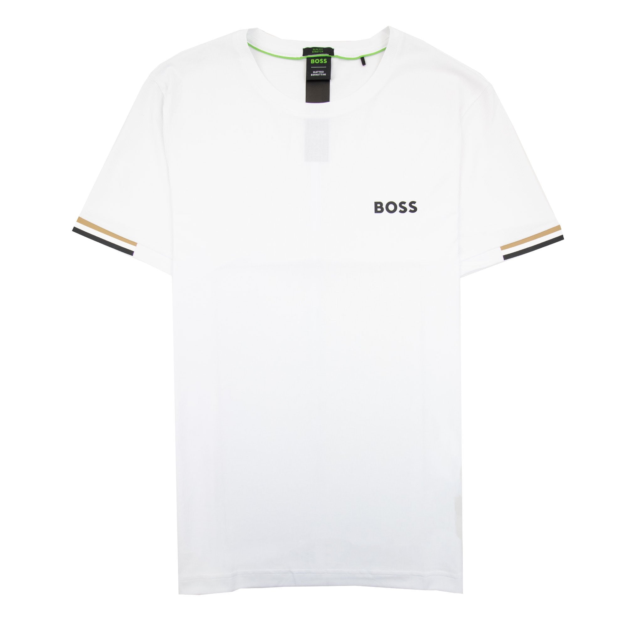 Hugo Boss Boss X Matteo Berrettini Waffle-fabric T-shirt With Signature-stripe Artwork White 100