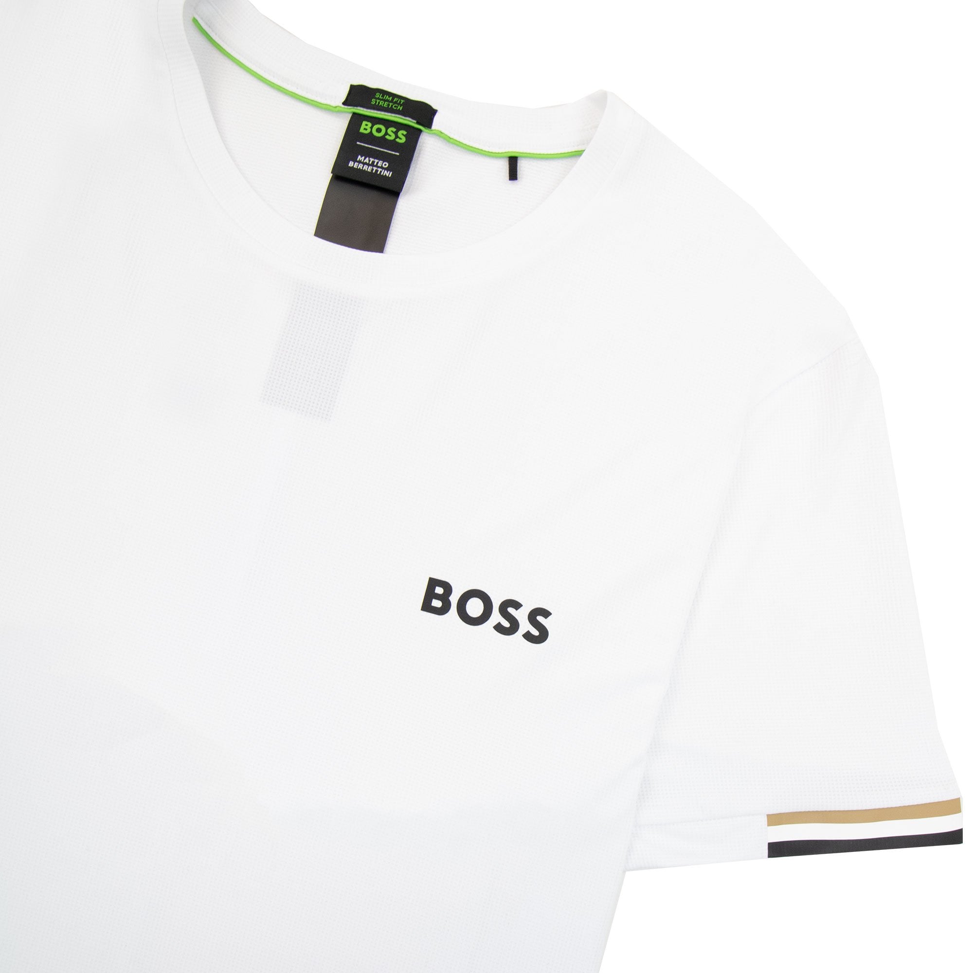 Hugo Boss Boss X Matteo Berrettini Waffle-fabric T-shirt With Signature-stripe Artwork White 100