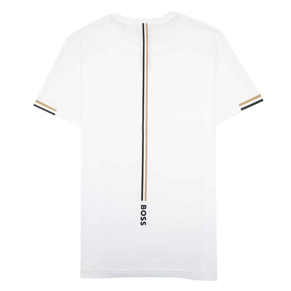 Hugo Boss Boss X Matteo Berrettini Waffle-fabric T-shirt With Signature-stripe Artwork White 100