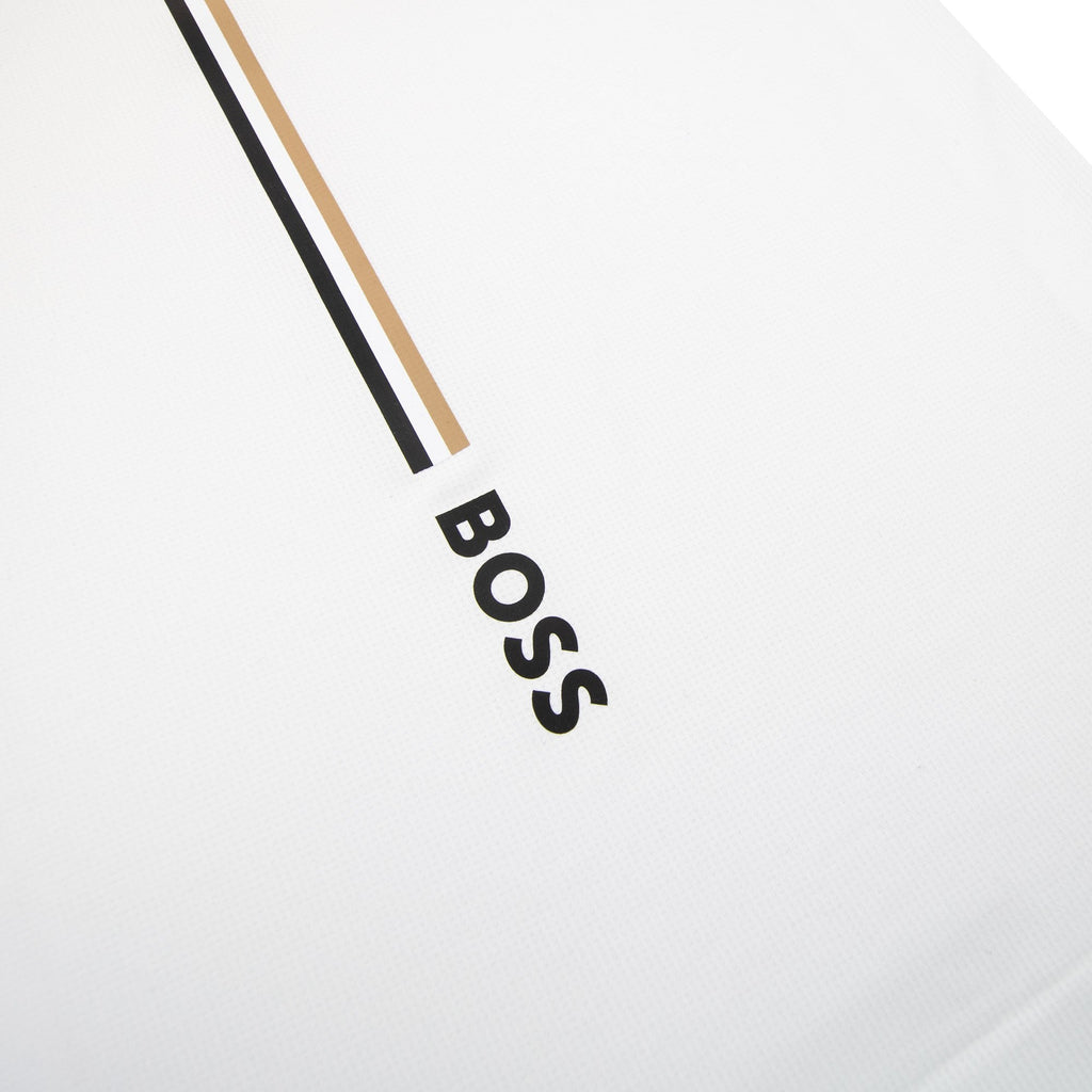 Hugo Boss Boss X Matteo Berrettini Waffle-fabric T-shirt With Signature-stripe Artwork White 100