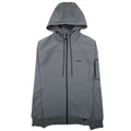 Hugo Boss Sariq Cotton-blend Zip-up Hoodie With Decorative Reflective Logo Dark Grey